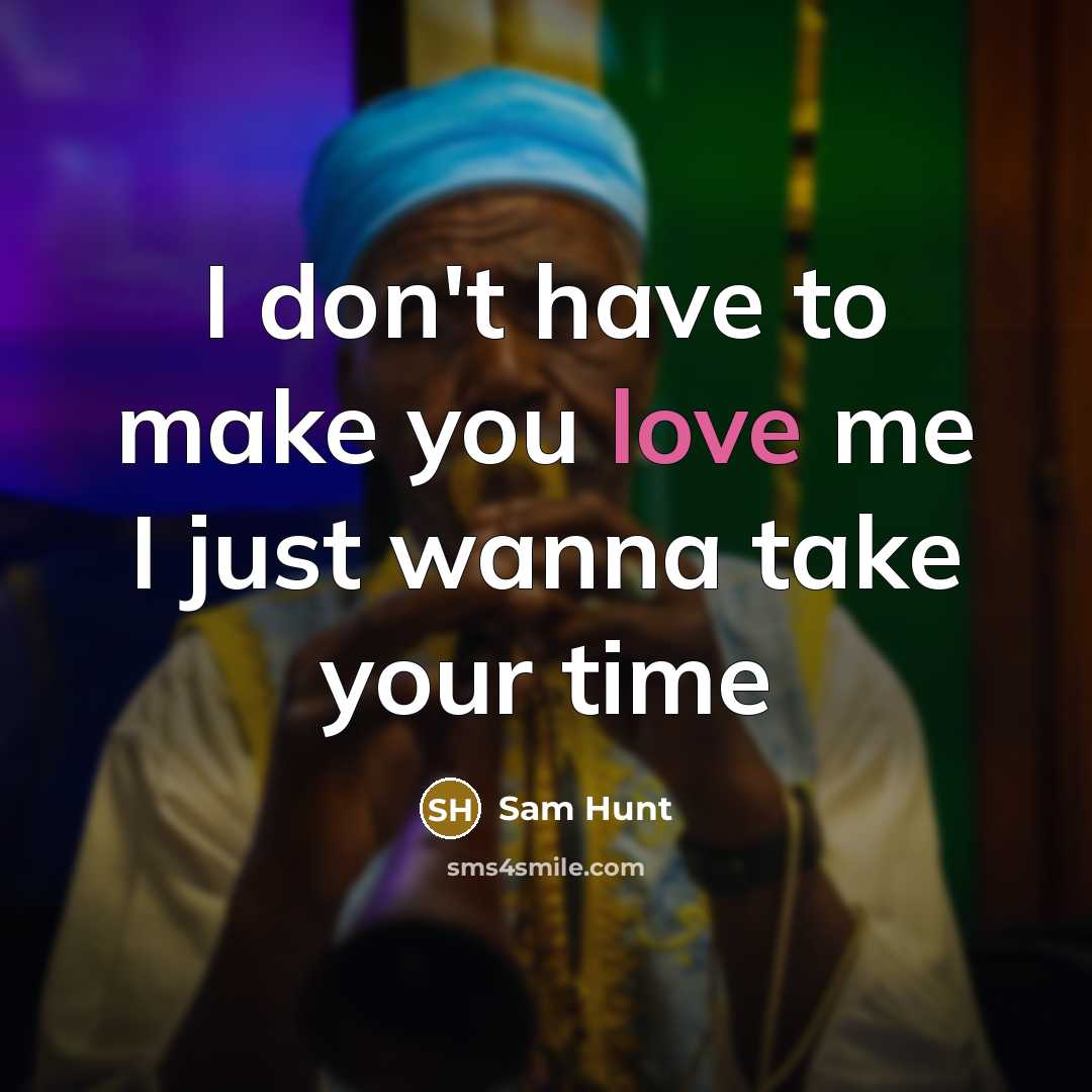 “I don't have to make you love me I just…” quote by Sam Hunt