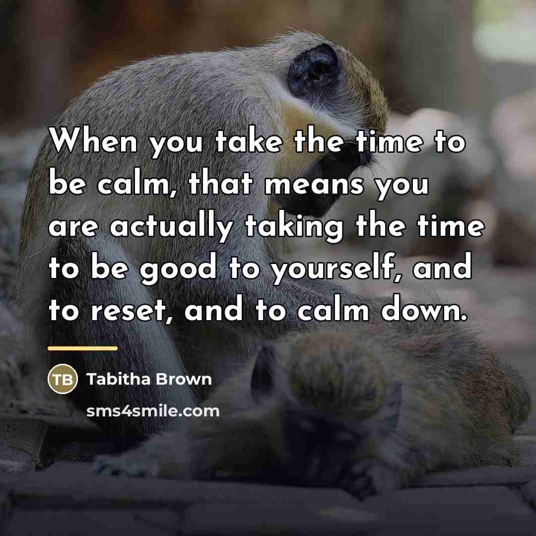 “When you take the time to be calm, that means…” quote by Tabitha Brown