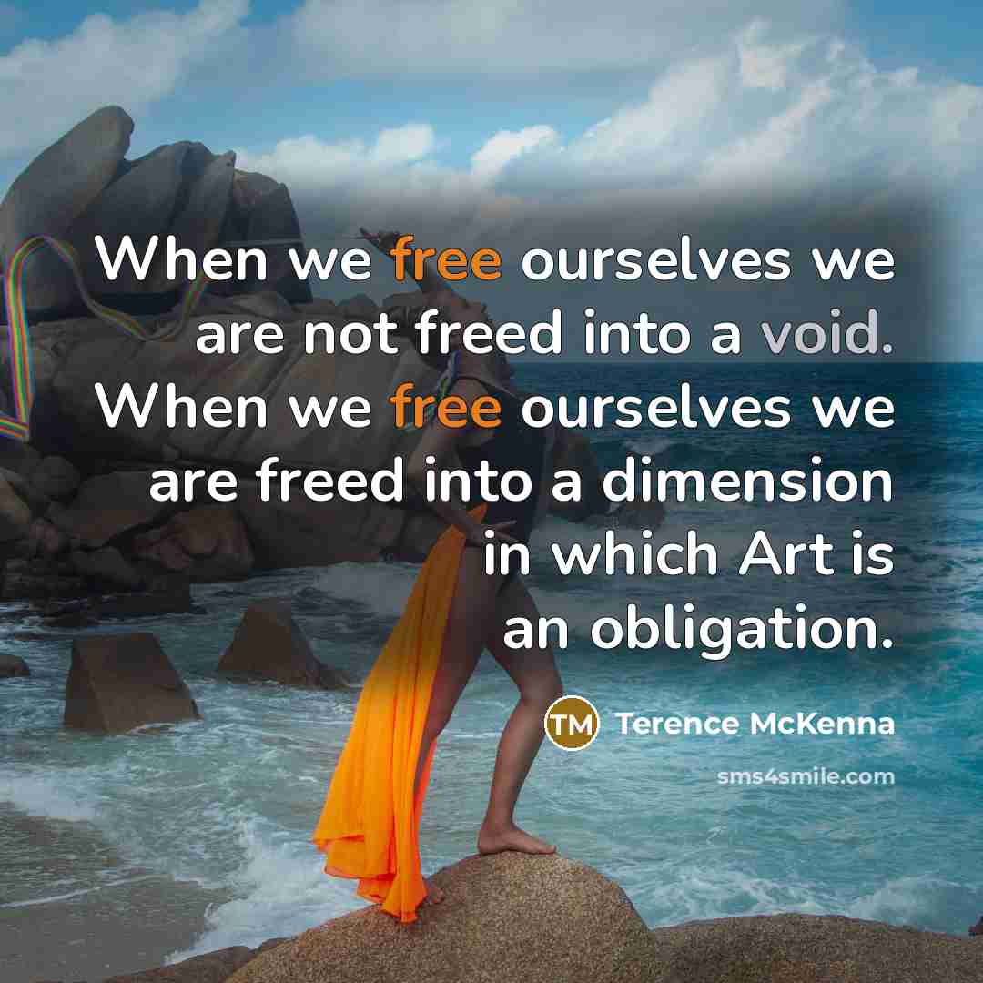 “When we free ourselves we are not freed into a…” quote by Terence McKenna