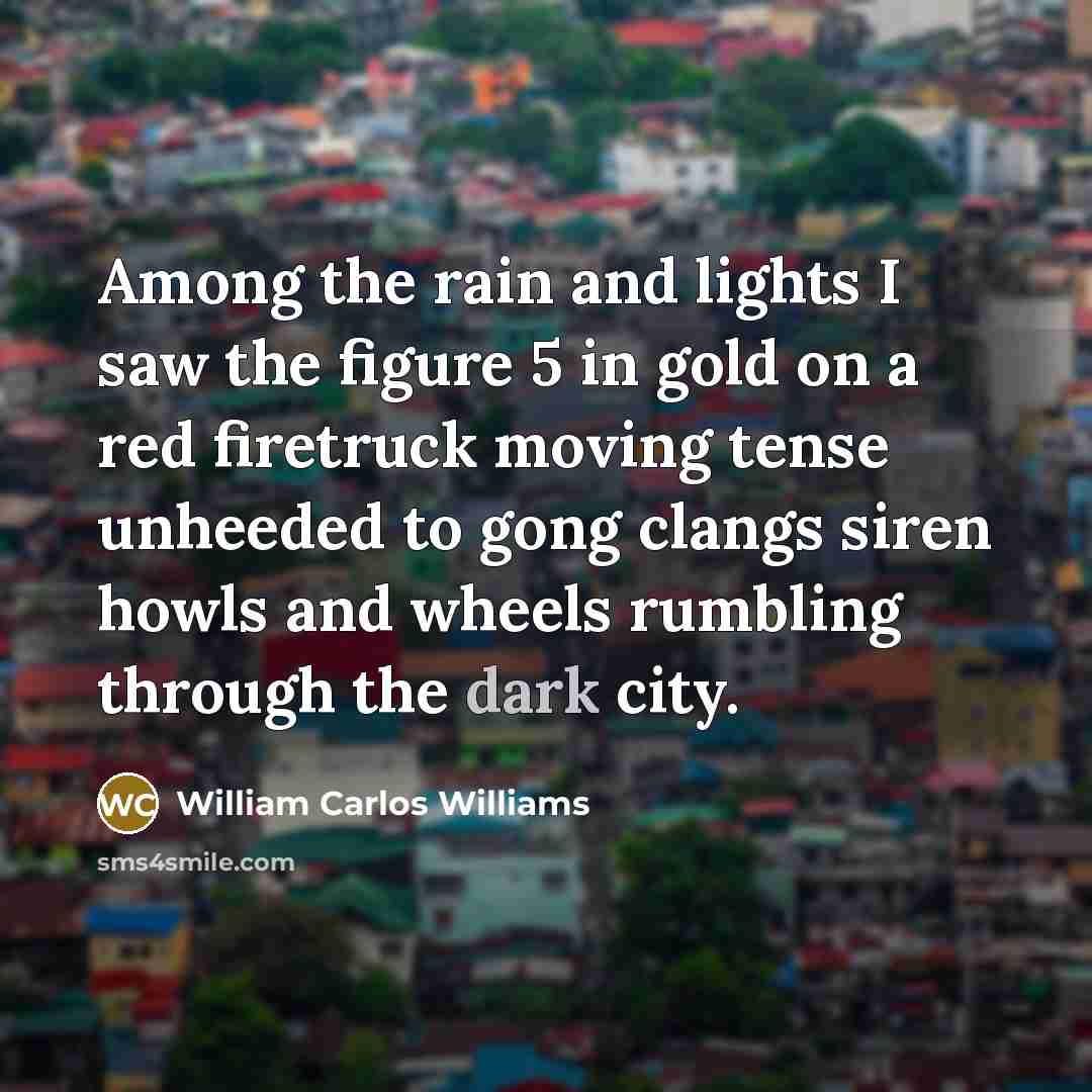 “Among the rain and lights I saw the figure 5…” quote by William Carlos Williams