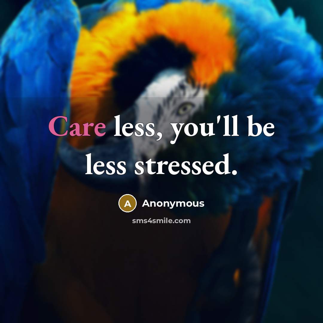 “Care less, you'll be less stressed.” quote by Anonymous