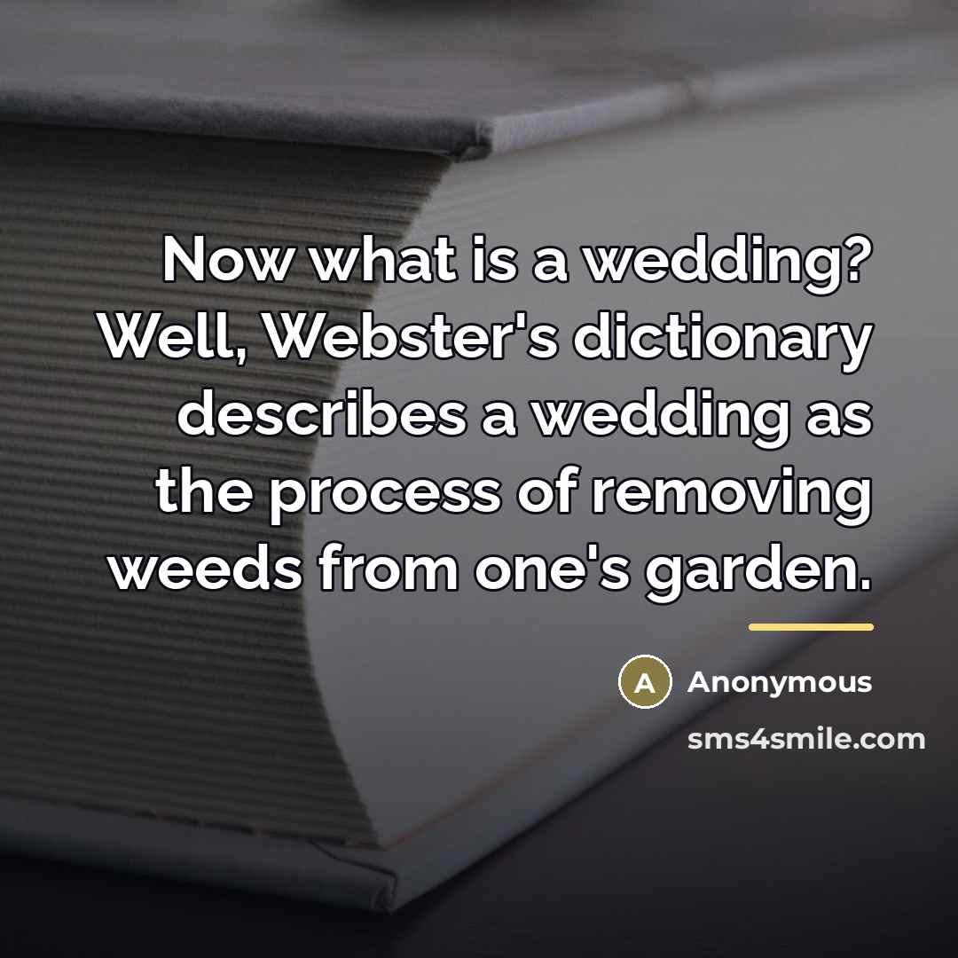 “Now what is a wedding? Well, Webster's dictionary describes a…” quote by Anonymous
