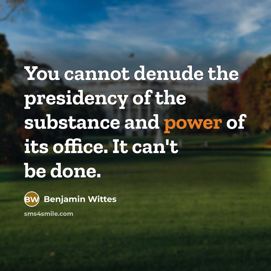 “You cannot denude the presidency of the substance and power…” quote by Benjamin Wittes