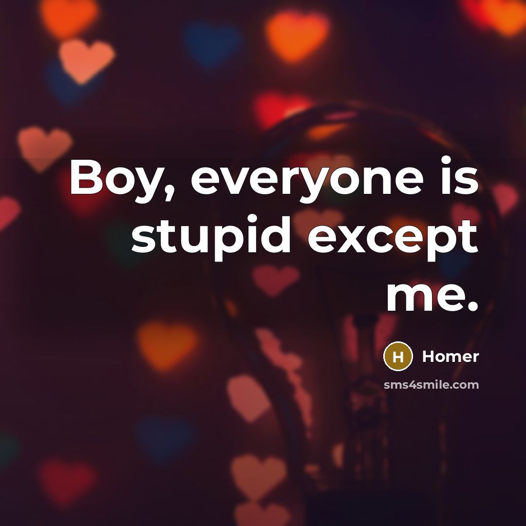 “Boy, everyone is stupid except me.…” quote by Homer