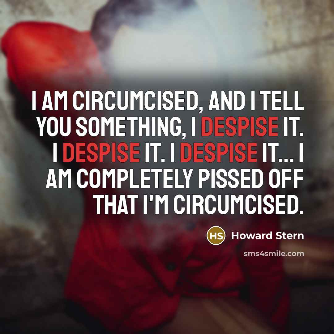 “I am circumcised, and I tell you something, I despise…” quote by Howard Stern