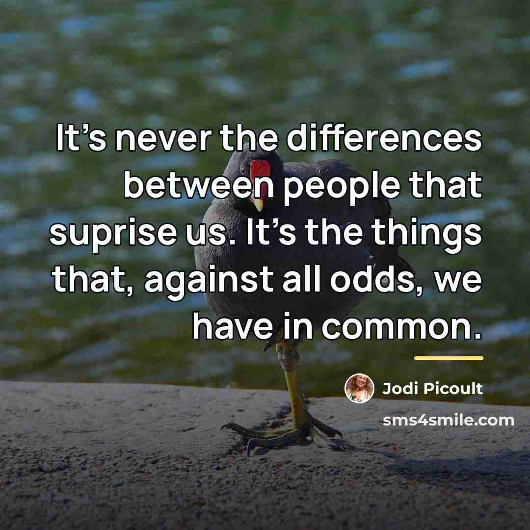 “It's never the differences between people that suprise us. It's…” quote by Jodi Picoult