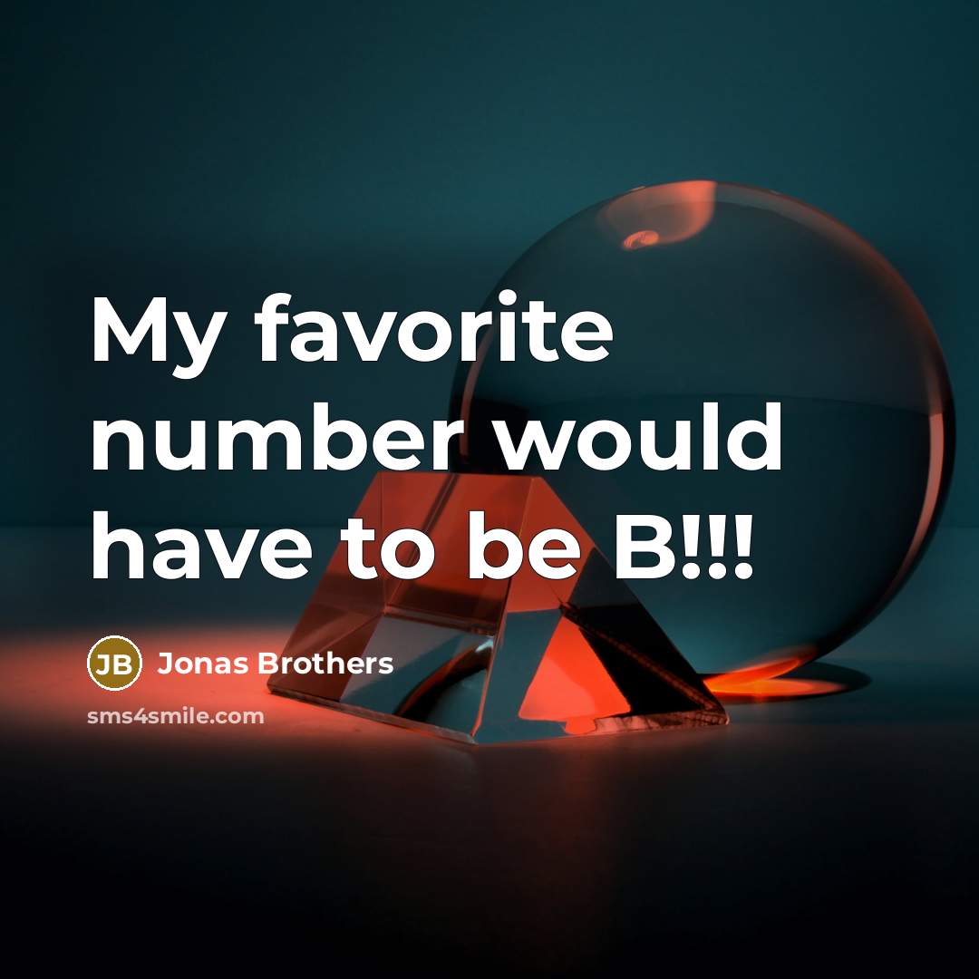 “My favorite number would have to be B!!!…” quote by Jonas Brothers