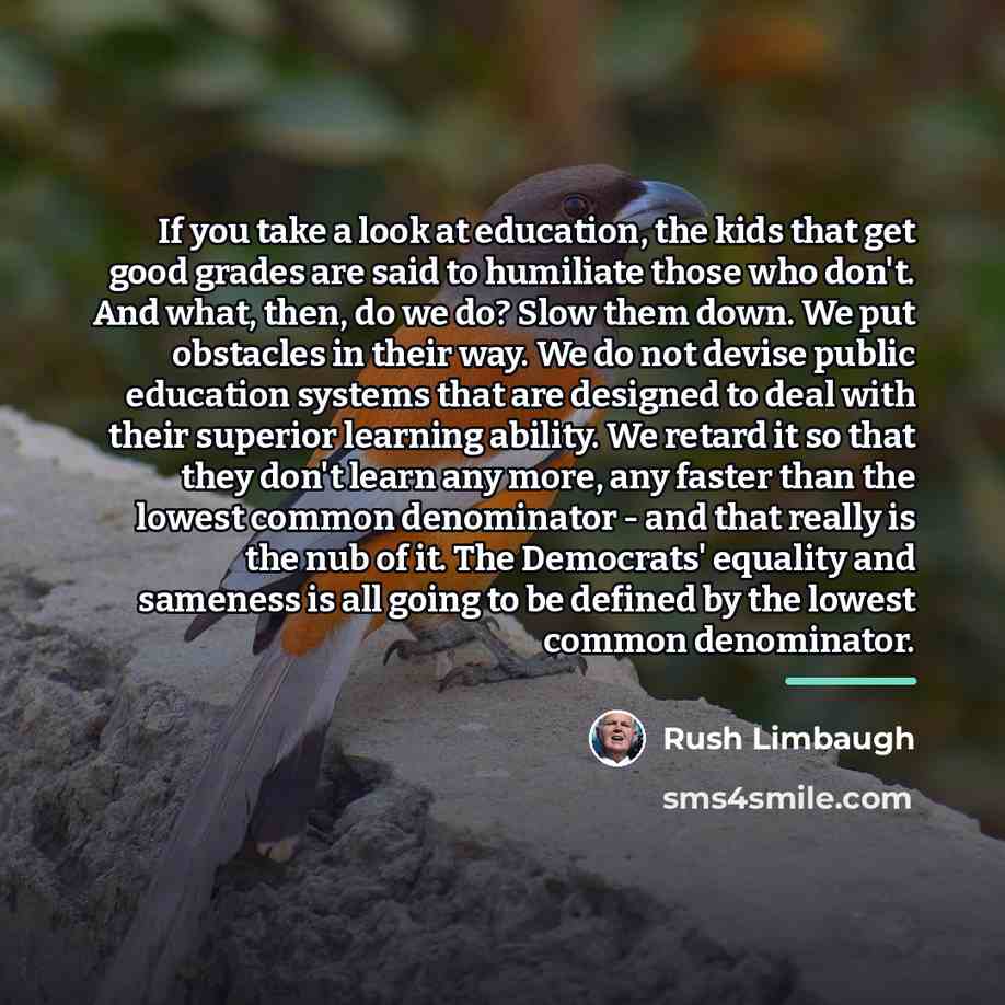 “If you take a look at education, the kids that…” quote by Rush Limbaugh
