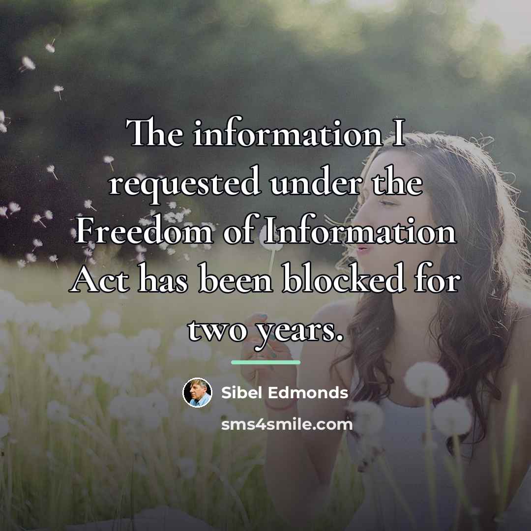 “The information I requested under the Freedom of Information Act…” quote by Sibel Edmonds