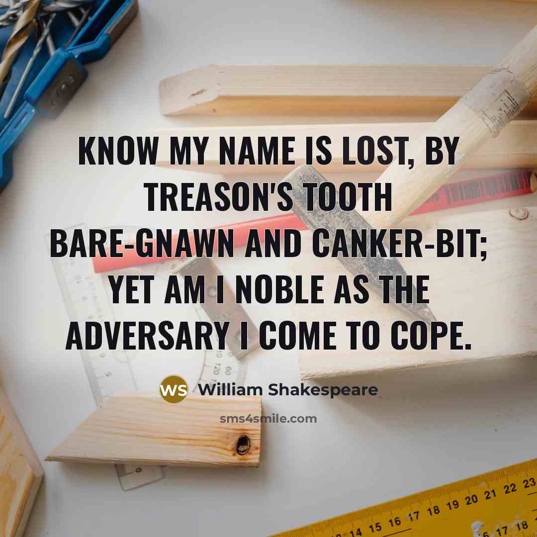 “Know my name is lost, By treason's tooth bare-gnawn and…” quote by William Shakespeare
