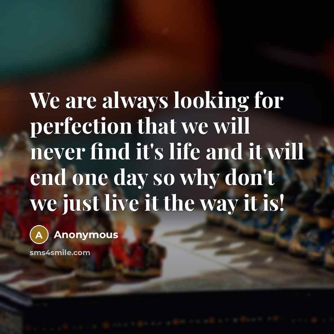 “We are always looking for perfection that we will never…” quote by Anonymous