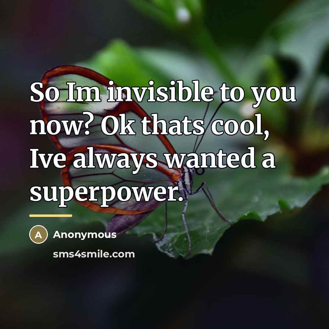 “So Im invisible to you now? Ok thats cool, Ive…” quote by Anonymous