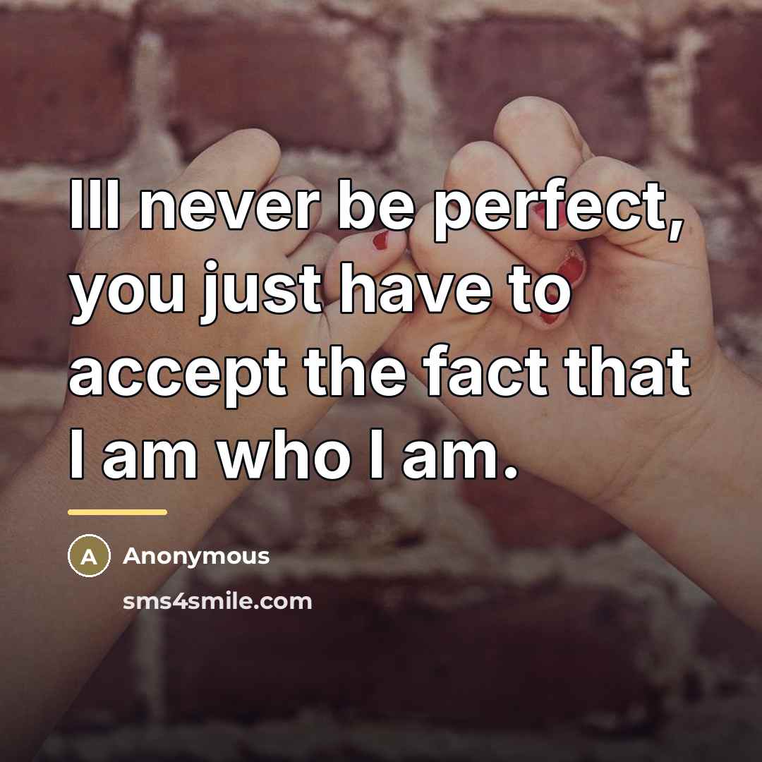 “Ill never be perfect, you just have to accept the…” quote by Anonymous