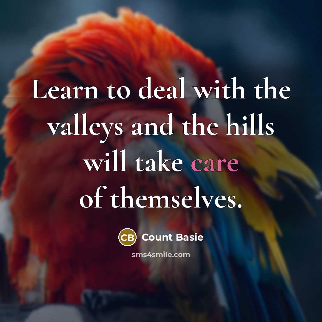 “Learn to deal with the valleys and the hills will…” quote by Count Basie