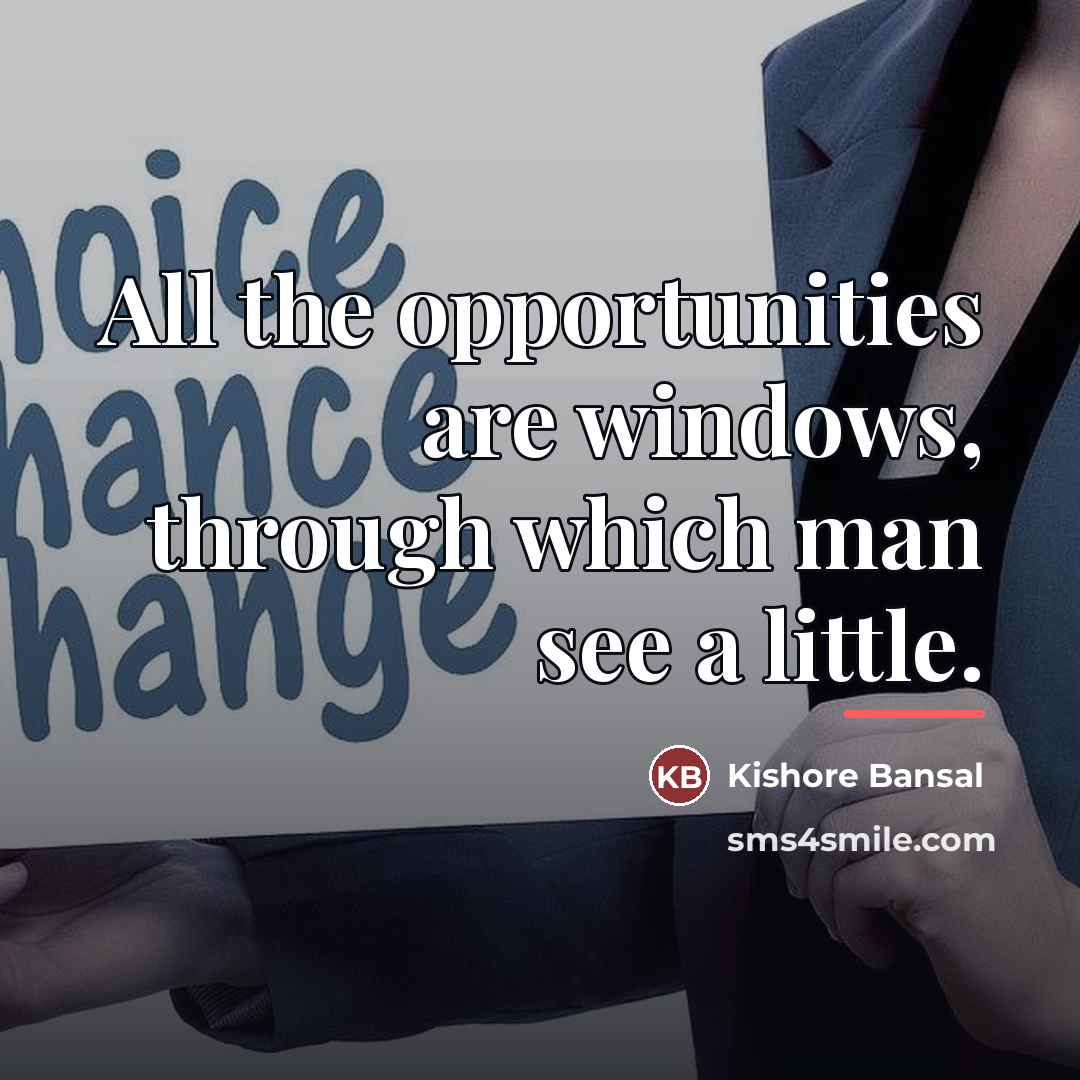 “All the opportunities are windows, through which man see a…” quote by Kishore Bansal