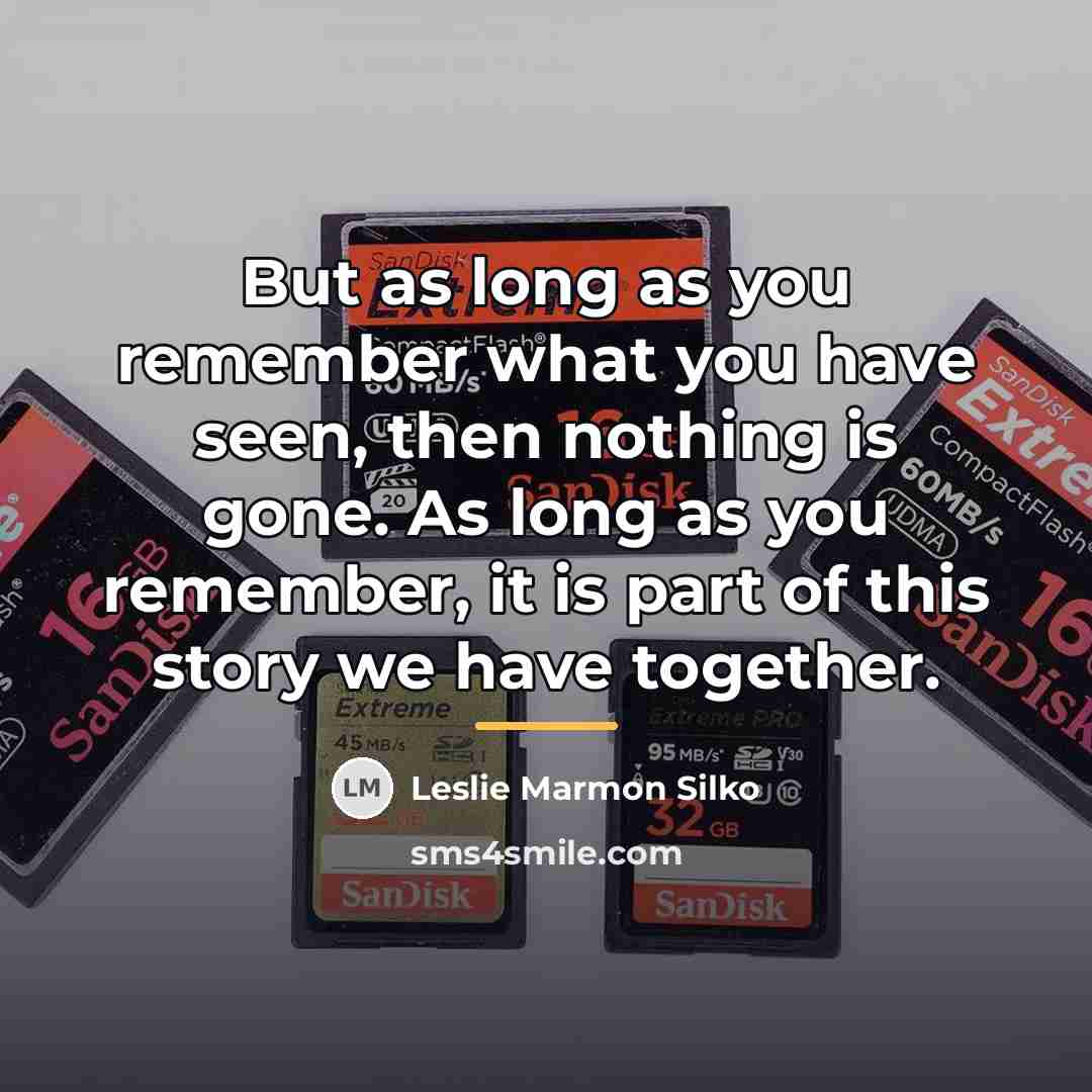 “But as long as you remember what you have seen,…” quote by Leslie Marmon Silko