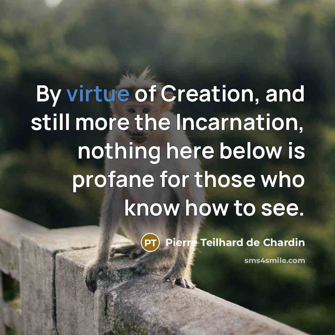 “By virtue of Creation, and still more the Incarnation, nothing…” quote by Pierre Teilhard de Chardin
