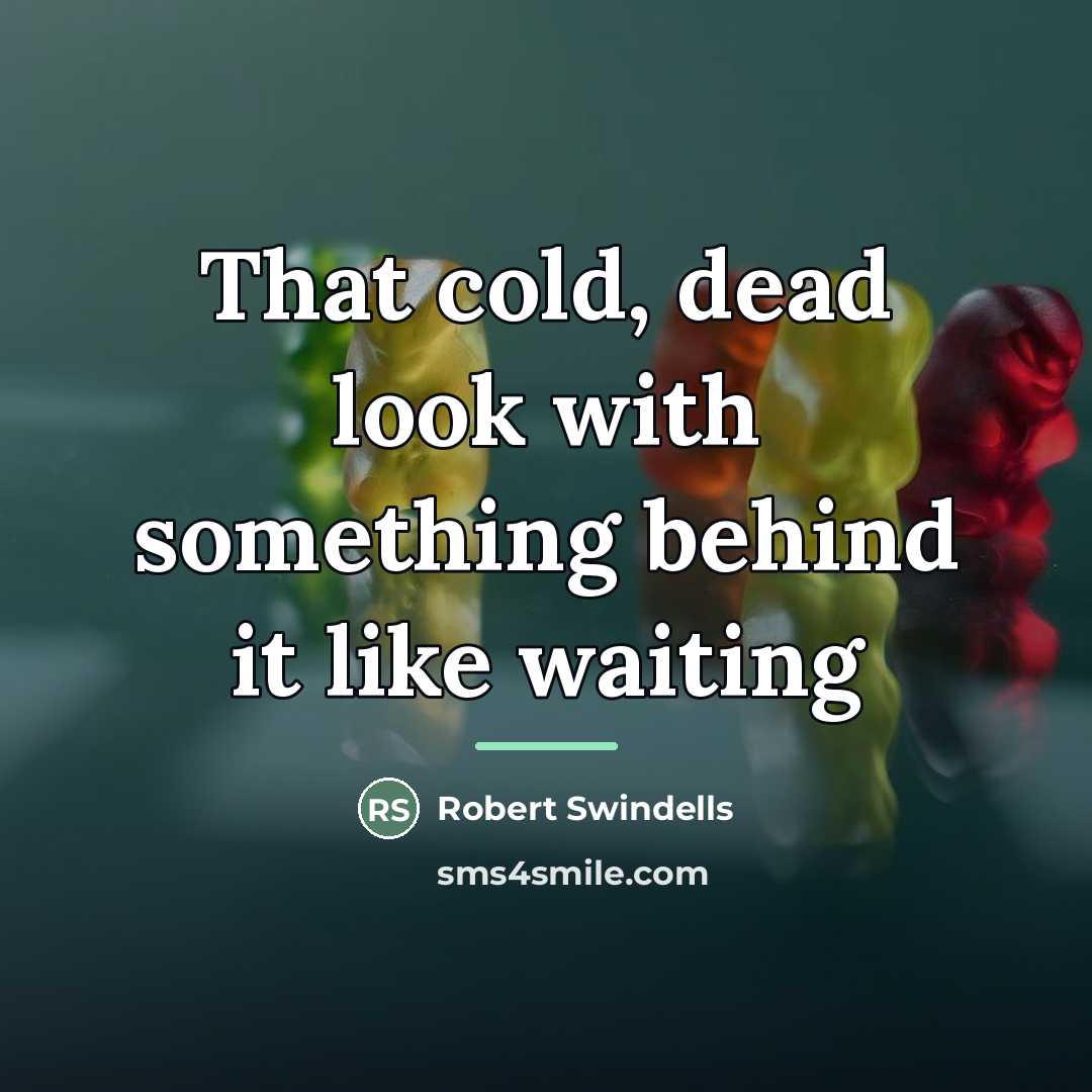 “That cold, dead look with something behind it like waiting…” quote by Robert Swindells