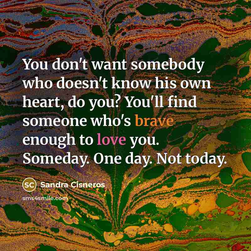 “You don't want somebody who doesn't know his own heart,…” quote by Sandra Cisneros
