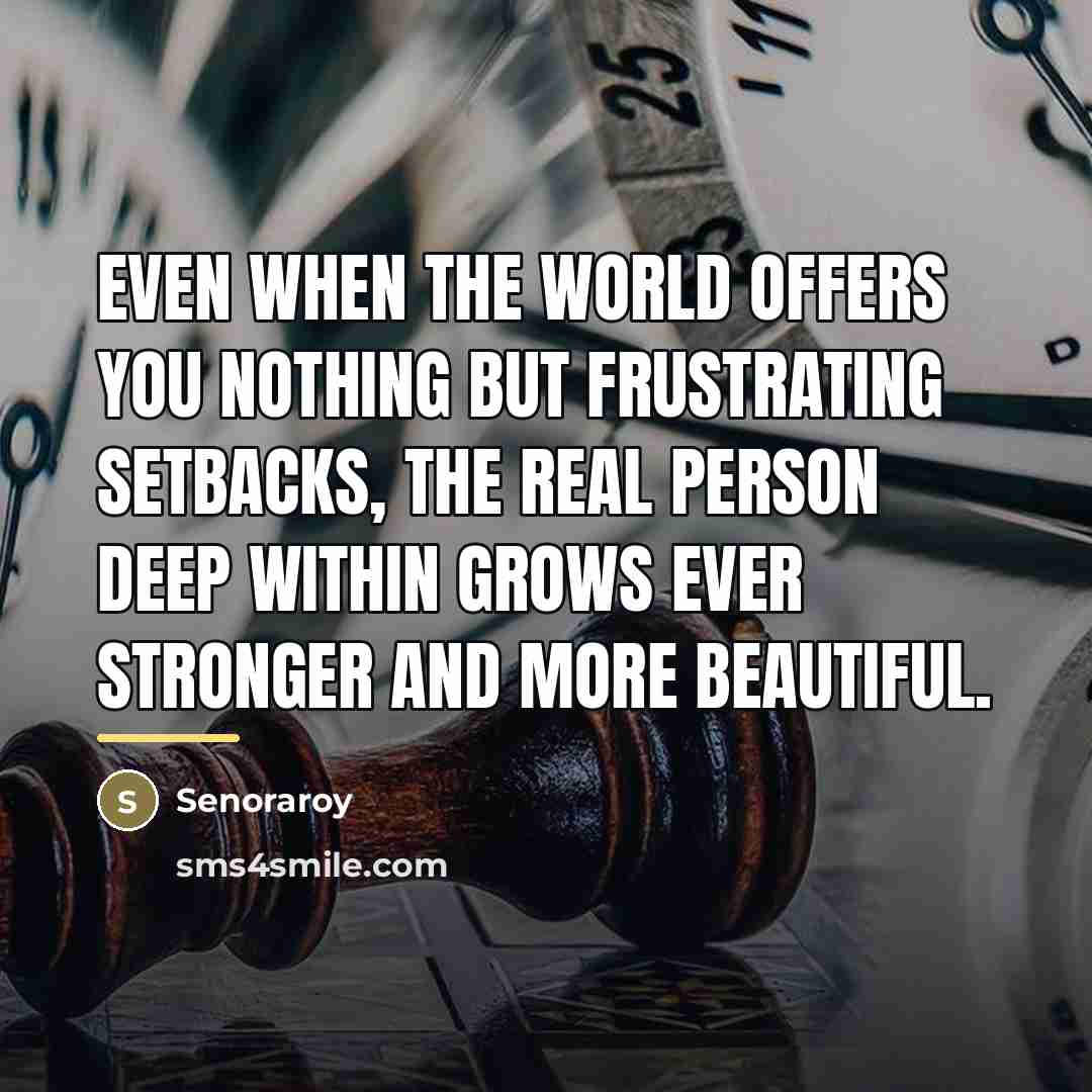 “Even when the world offers you nothing but frustrating setbacks,…” quote by Senoraroy
