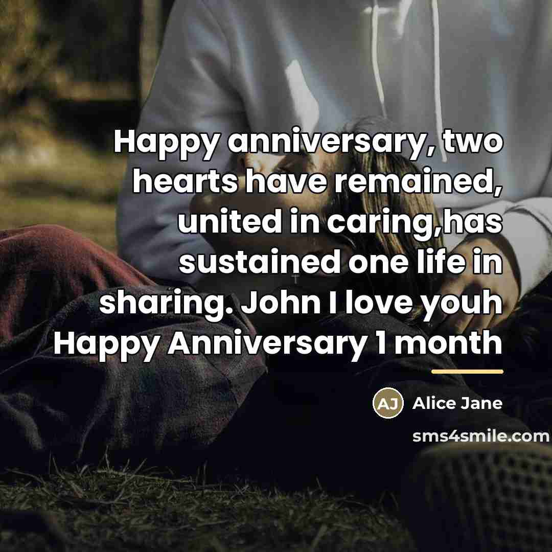 “Happy anniversary, two hearts have remained, united in caring,has sustained…” quote by Alice Jane