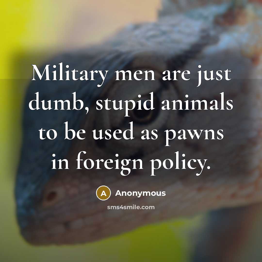 “Military men are just dumb, stupid animals to be used…” quote by Anonymous