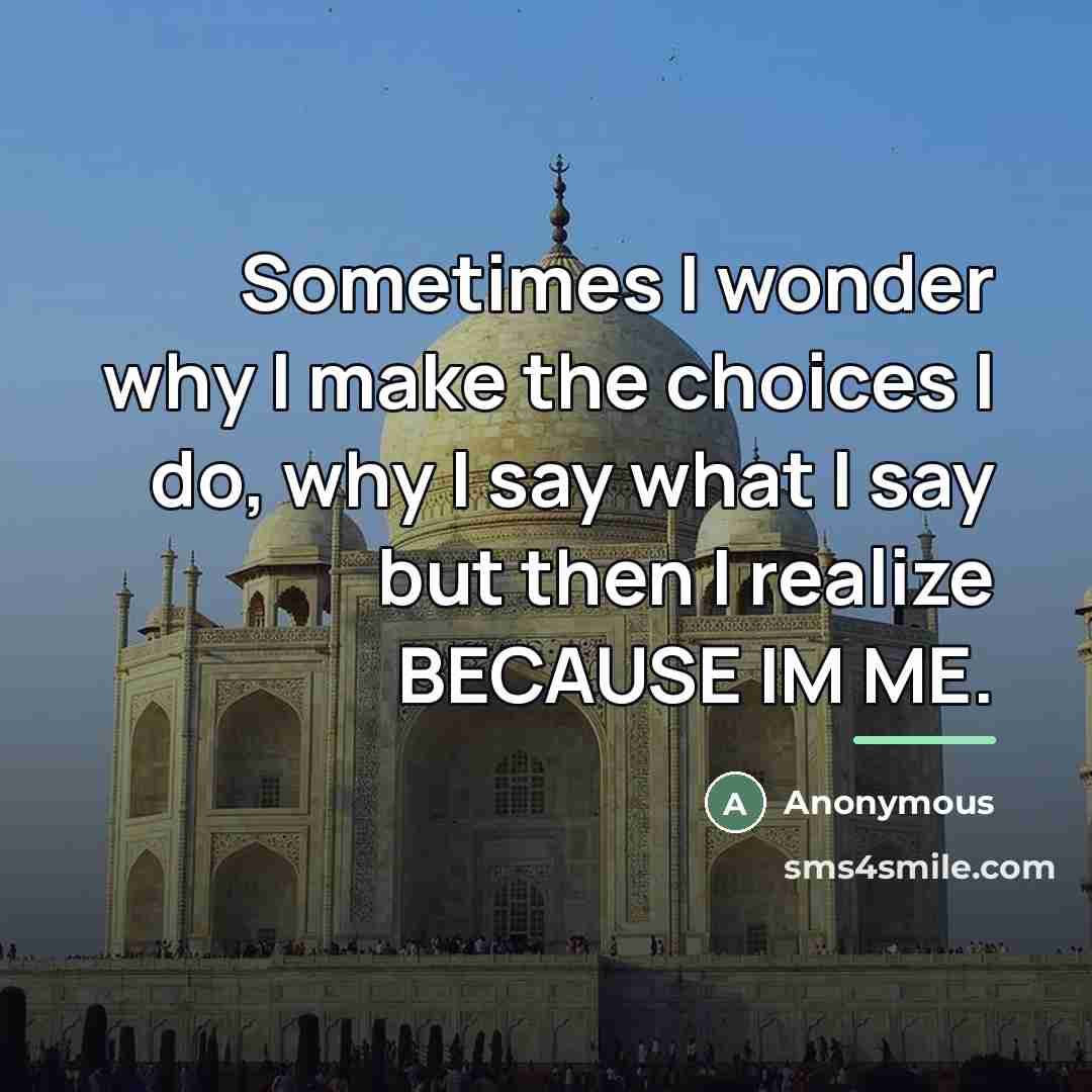 “Sometimes I wonder why I make the choices I do,…” quote by Anonymous