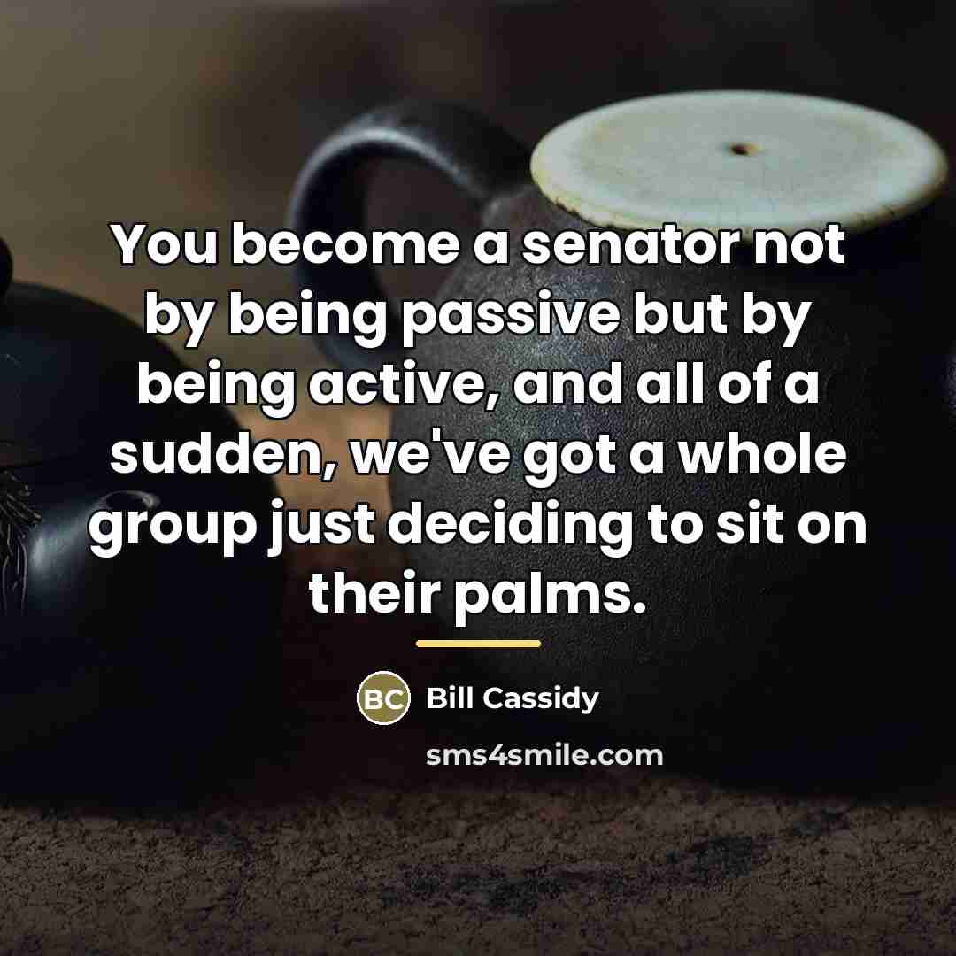 “You become a senator not by being passive but by…” quote by Bill Cassidy