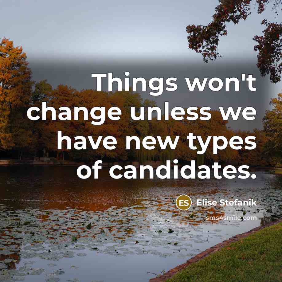 “Things won't change unless we have new types of candidates.…” quote by Elise Stefanik