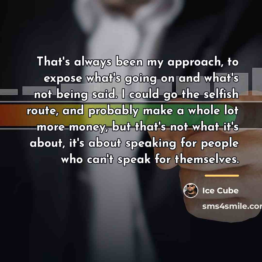 “That's always been my approach, to expose what's going on…” quote by Ice Cube
