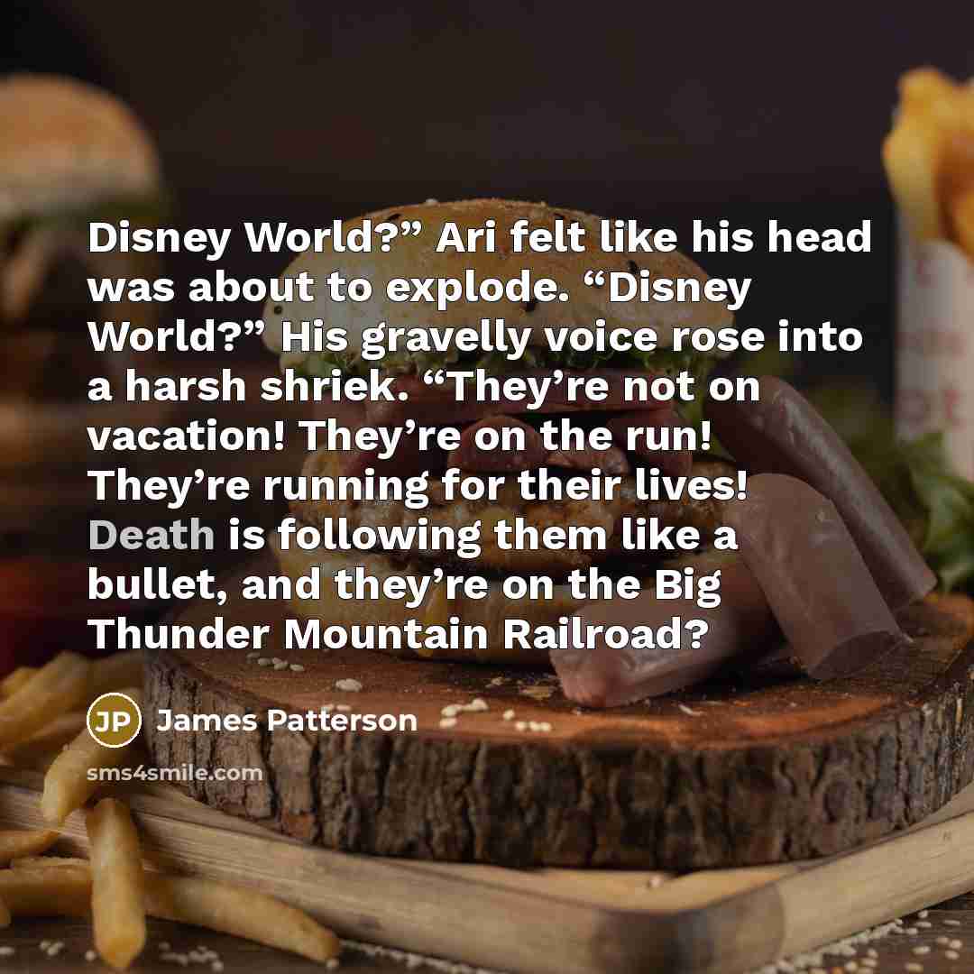 “Disney World?” Ari felt like his head was about to…” quote by James Patterson