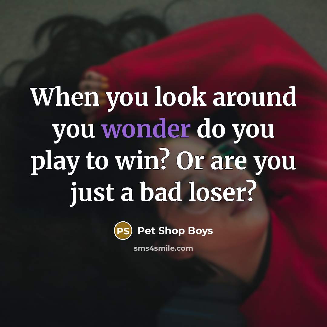 “When you look around you wonder do you play to…” quote by Pet Shop Boys