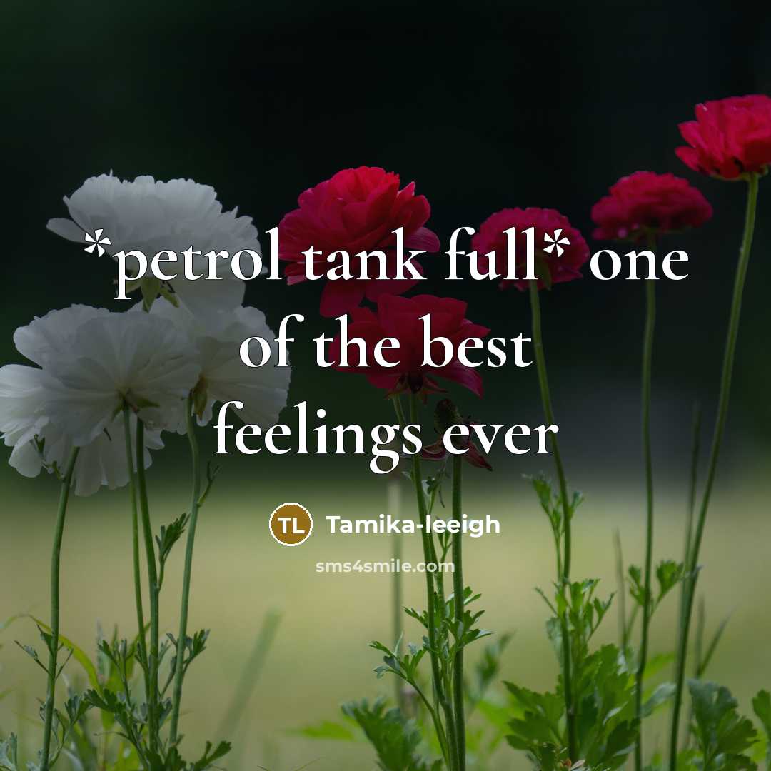 “*petrol tank full* one of the best feelings ever” quote by Tamika-leeigh