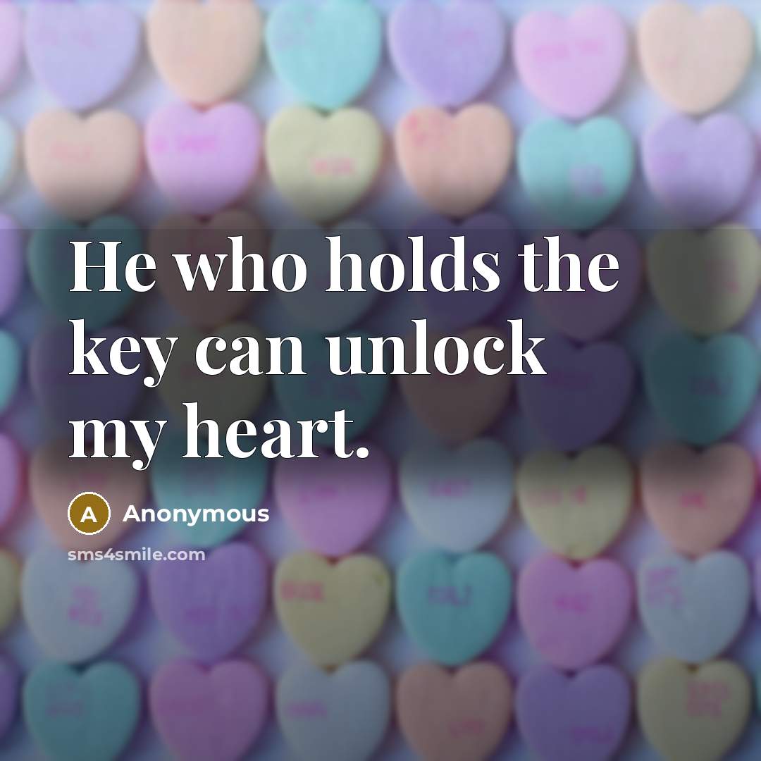 “He who holds the key can unlock my heart.…” quote by Anonymous