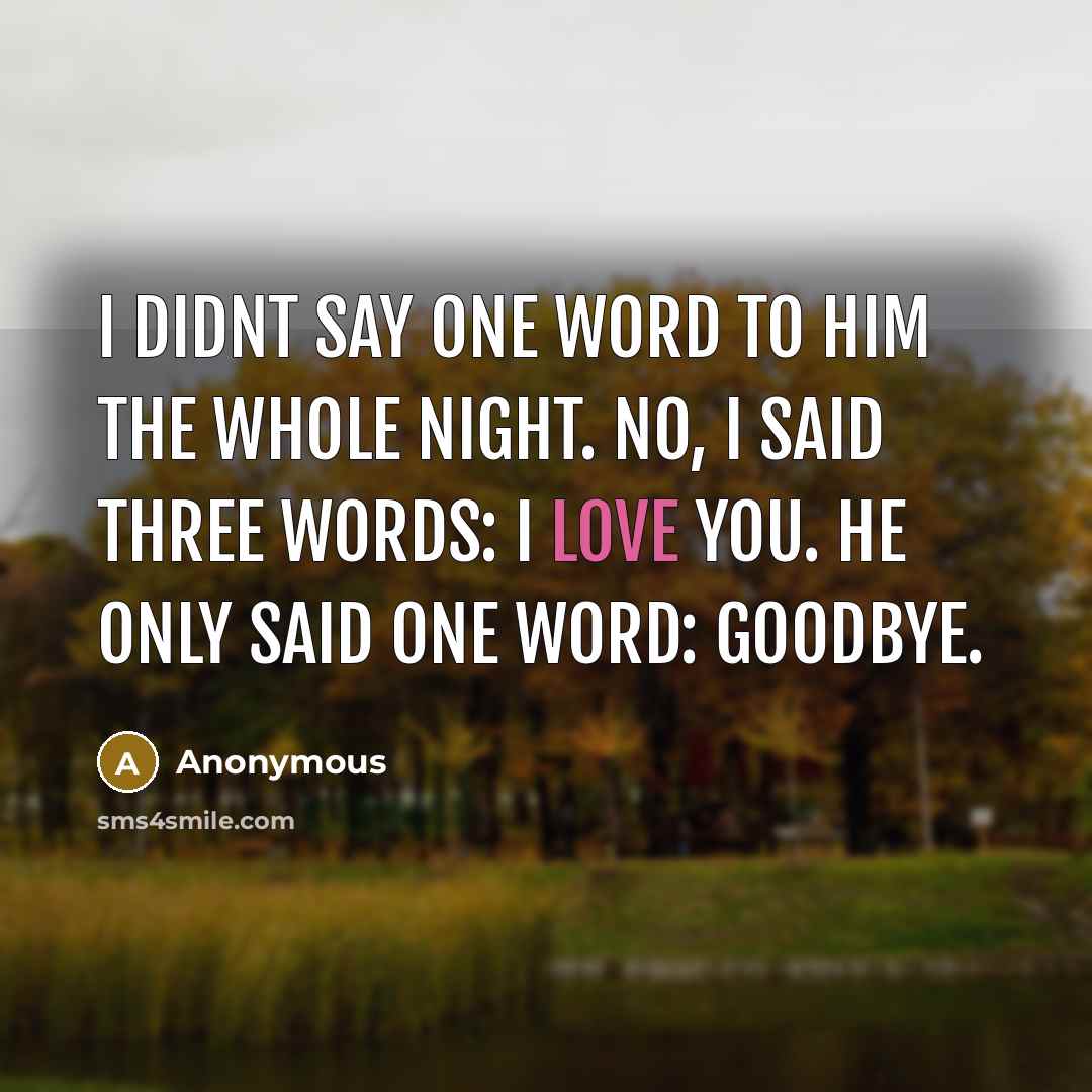 “I didnt say one word to him the whole night.…” quote by Anonymous