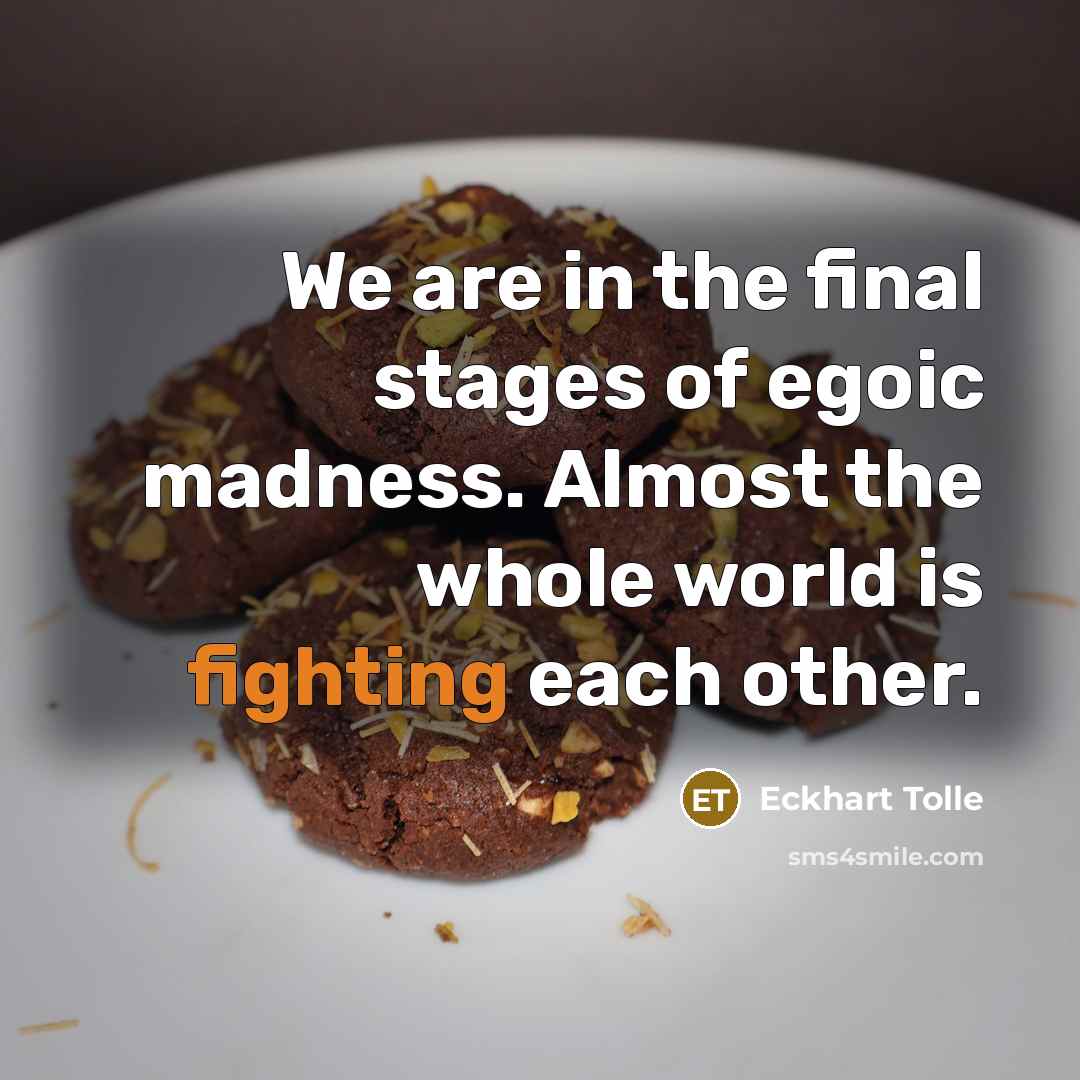 “We are in the final stages of egoic madness. Almost…” quote by Eckhart Tolle