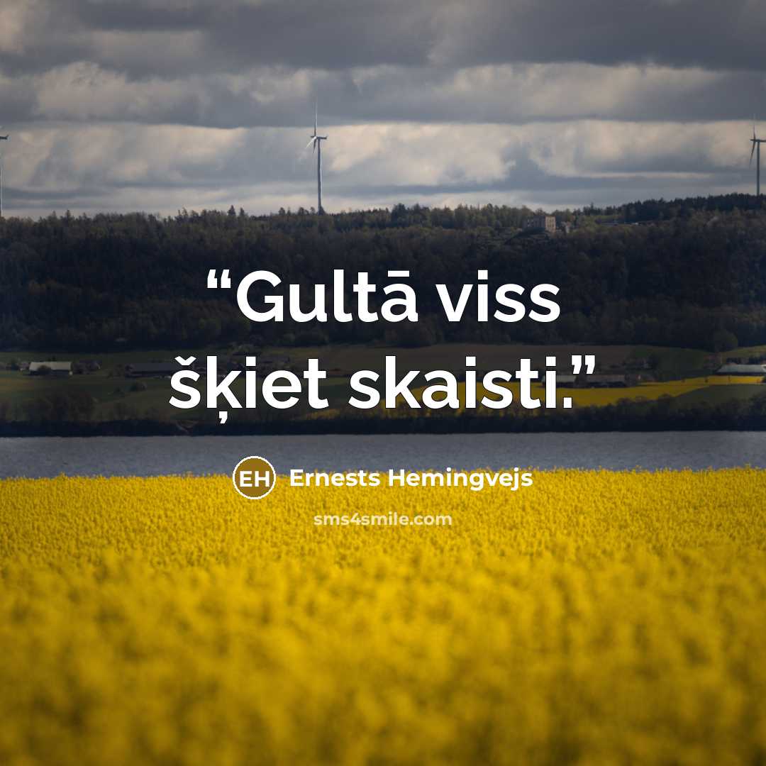 “Gultā viss šķiet skaisti.” quote by Ernests Hemingvejs