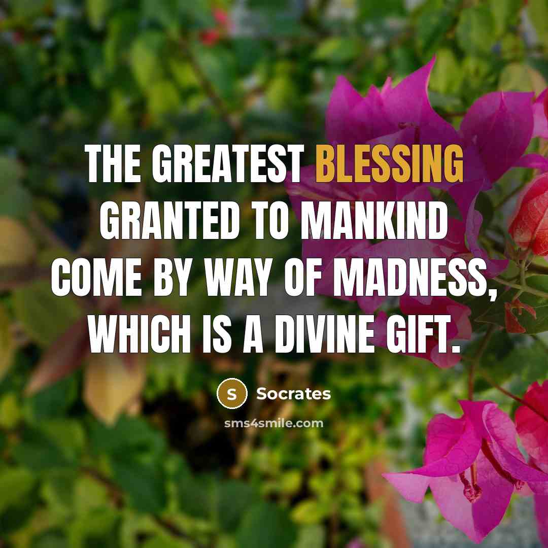 “The greatest blessing granted to mankind come by way of…” quote by Socrates