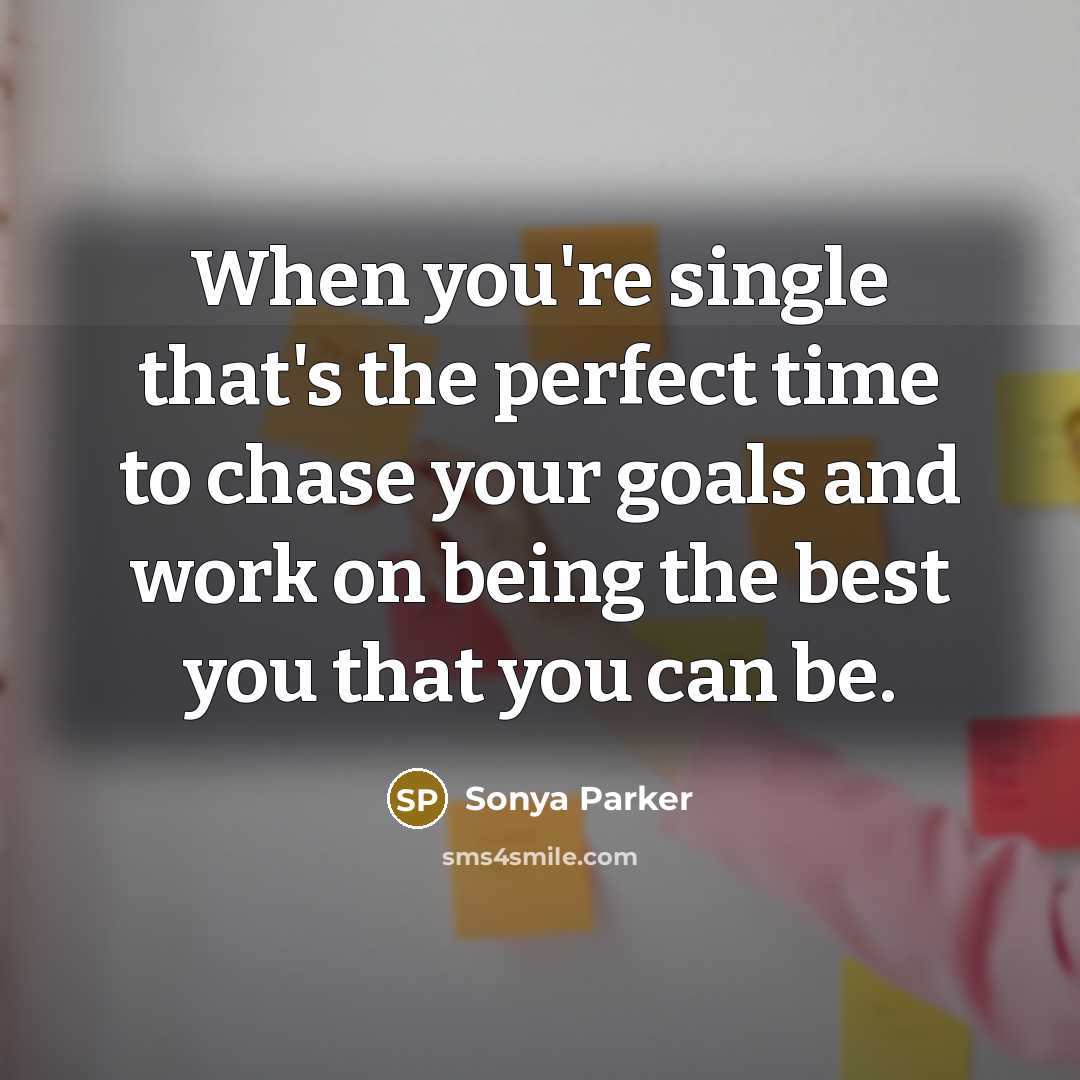“When you're single that's the perfect time to chase your…” quote by Sonya Parker