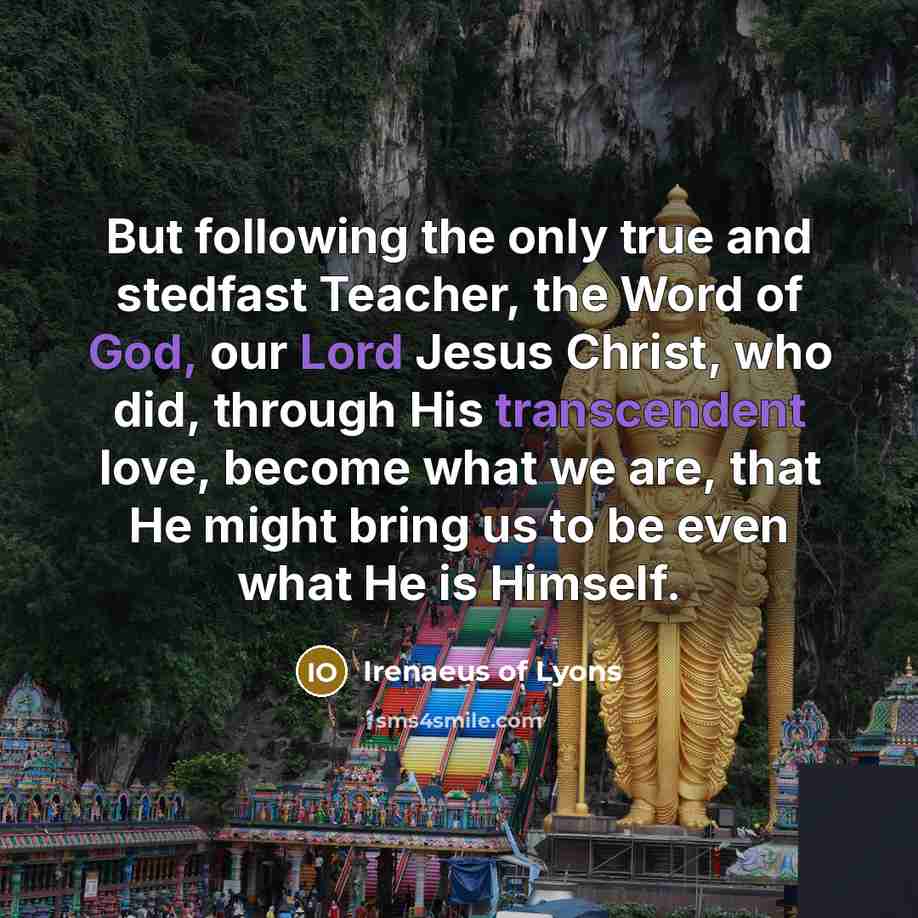 “But following the only true and stedfast Teacher, the Word…” quote by Irenaeus of Lyons
