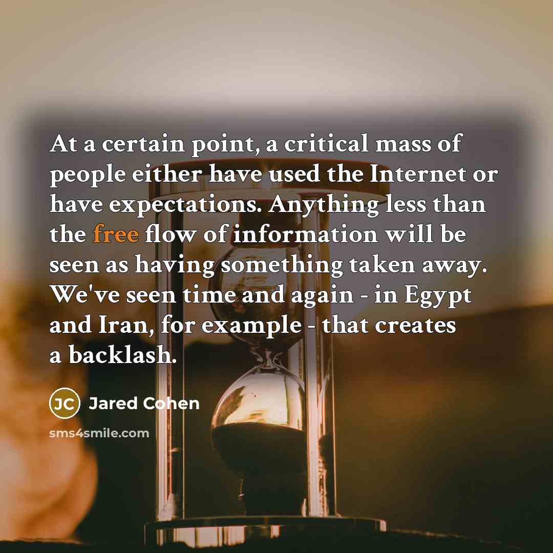 “At a certain point, a critical mass of people either…” quote by Jared Cohen