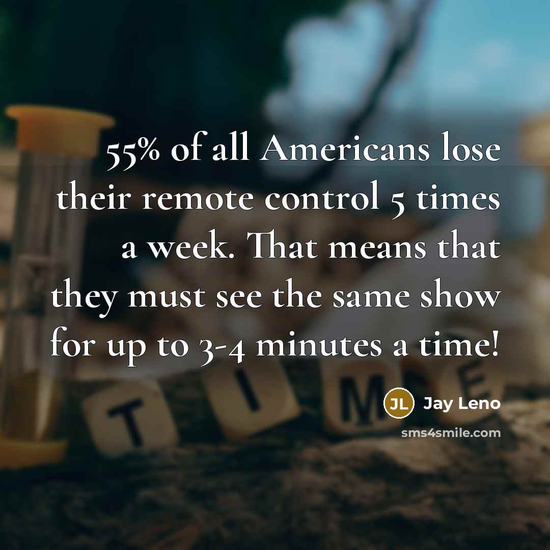 “55% of all Americans lose their remote control 5 times…” quote by Jay Leno