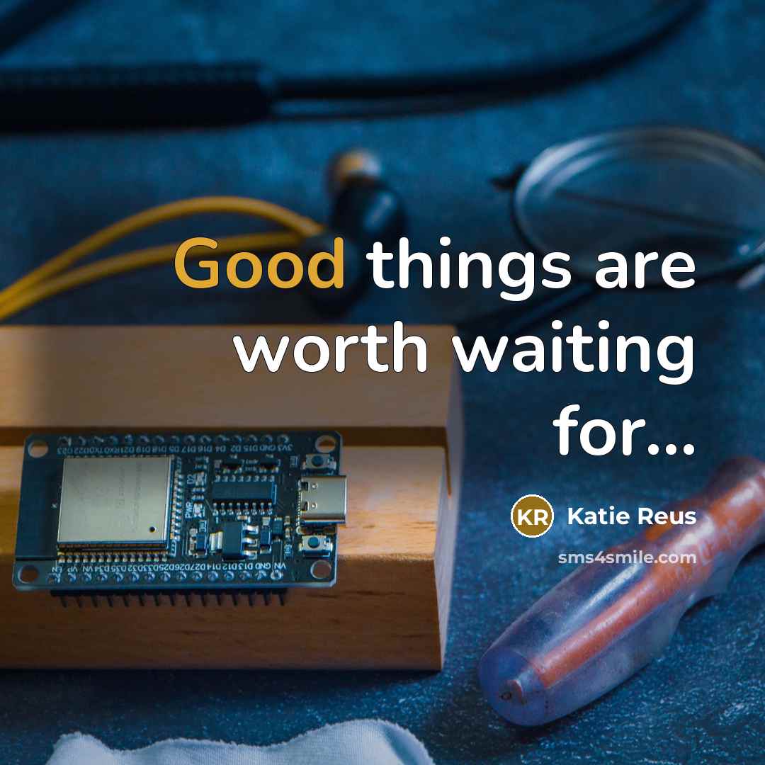 “Good things are worth waiting for....…” quote by Katie Reus