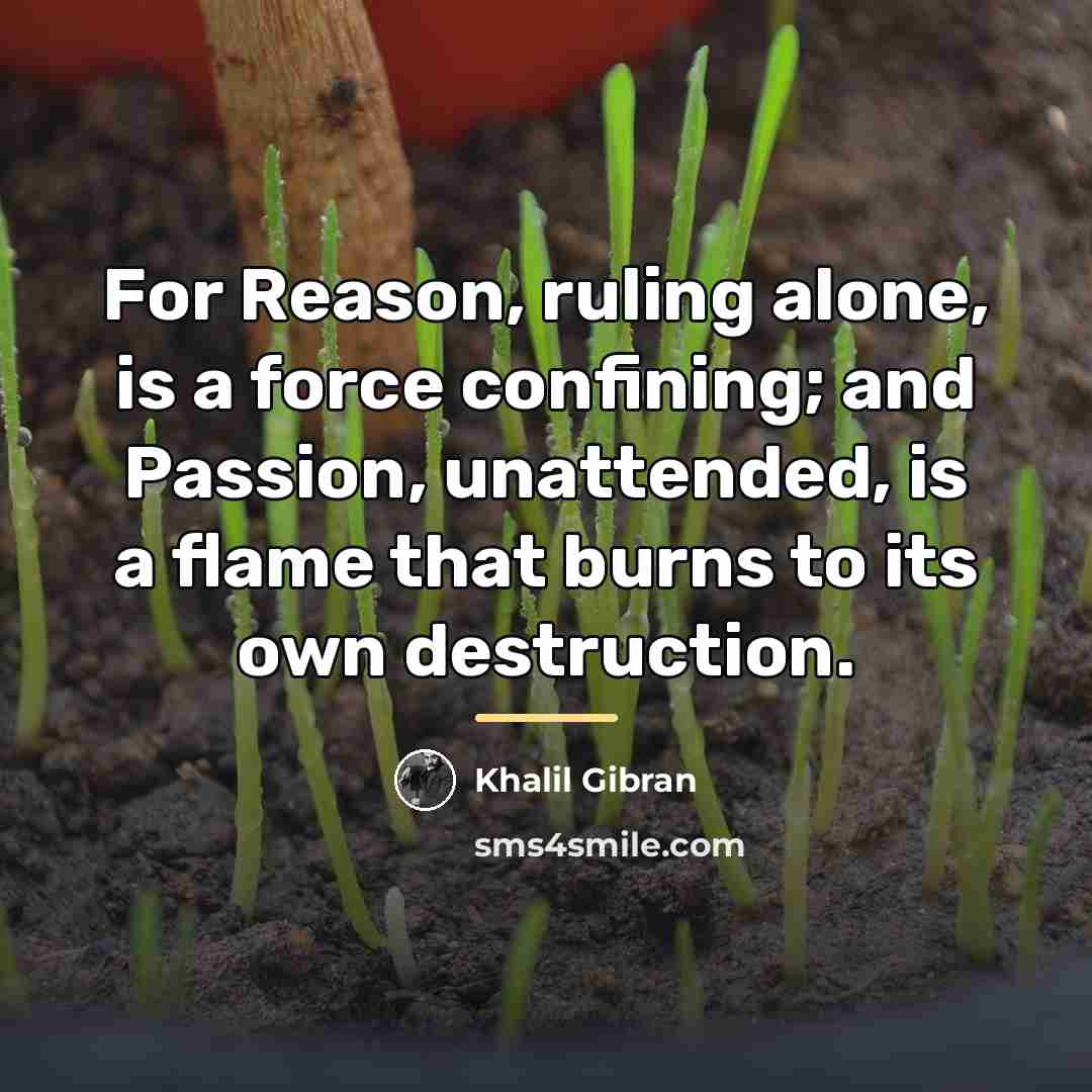 “For Reason, ruling alone, is a force confining; and Passion,…” quote by Khalil Gibran