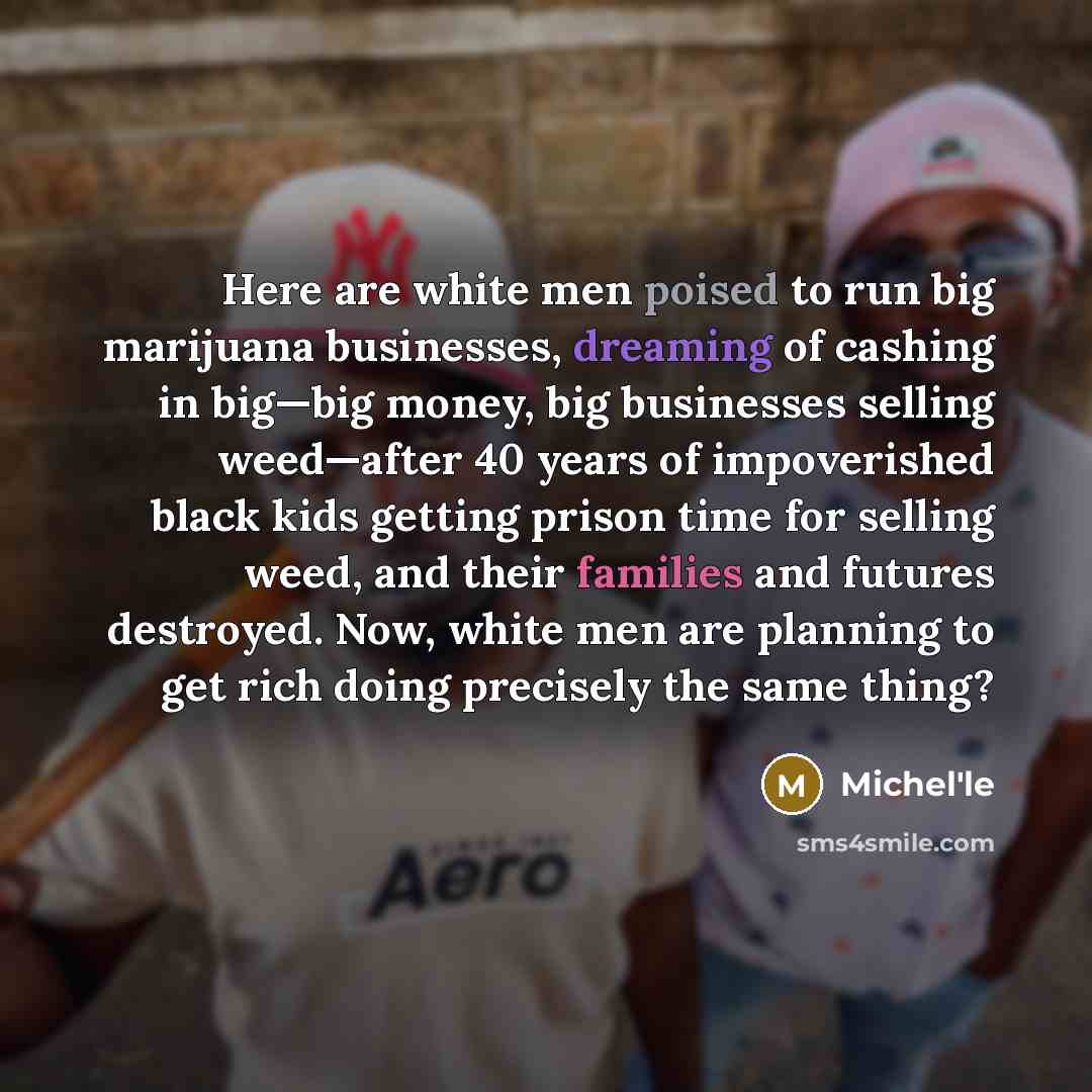 “Here are white men poised to run big marijuana businesses,…” quote by Michel'le