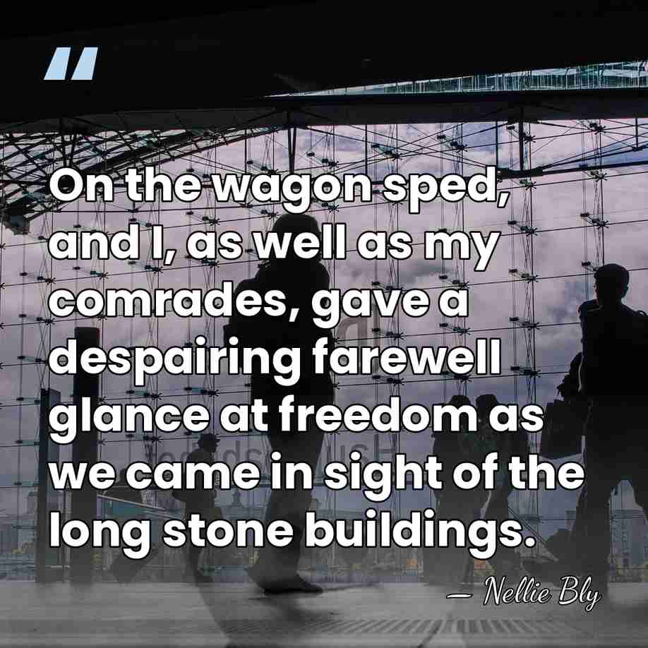 On the wagon sped, and I, as well as my comrades, gave&hellip; - Nellie Bly