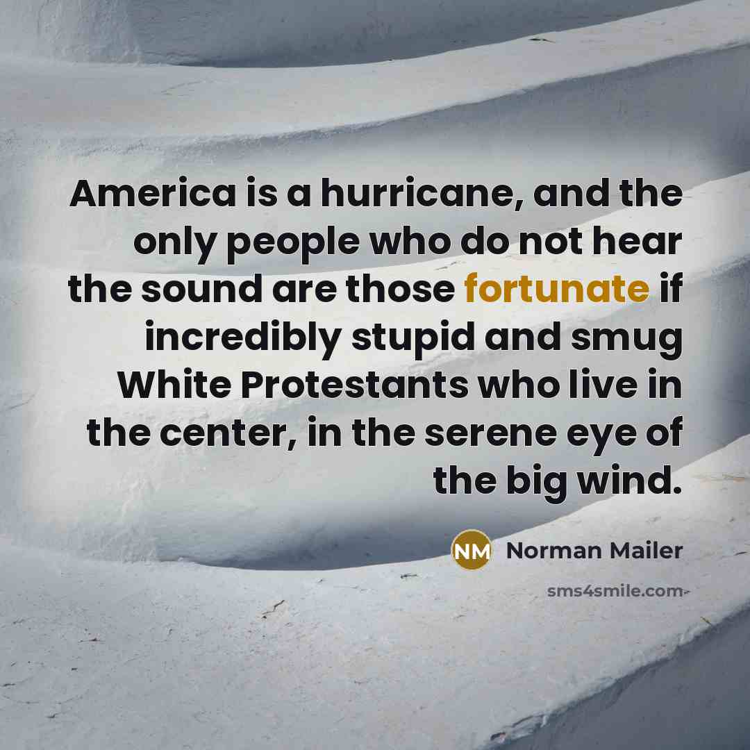 “America is a hurricane, and the only people who do…” quote by Norman Mailer