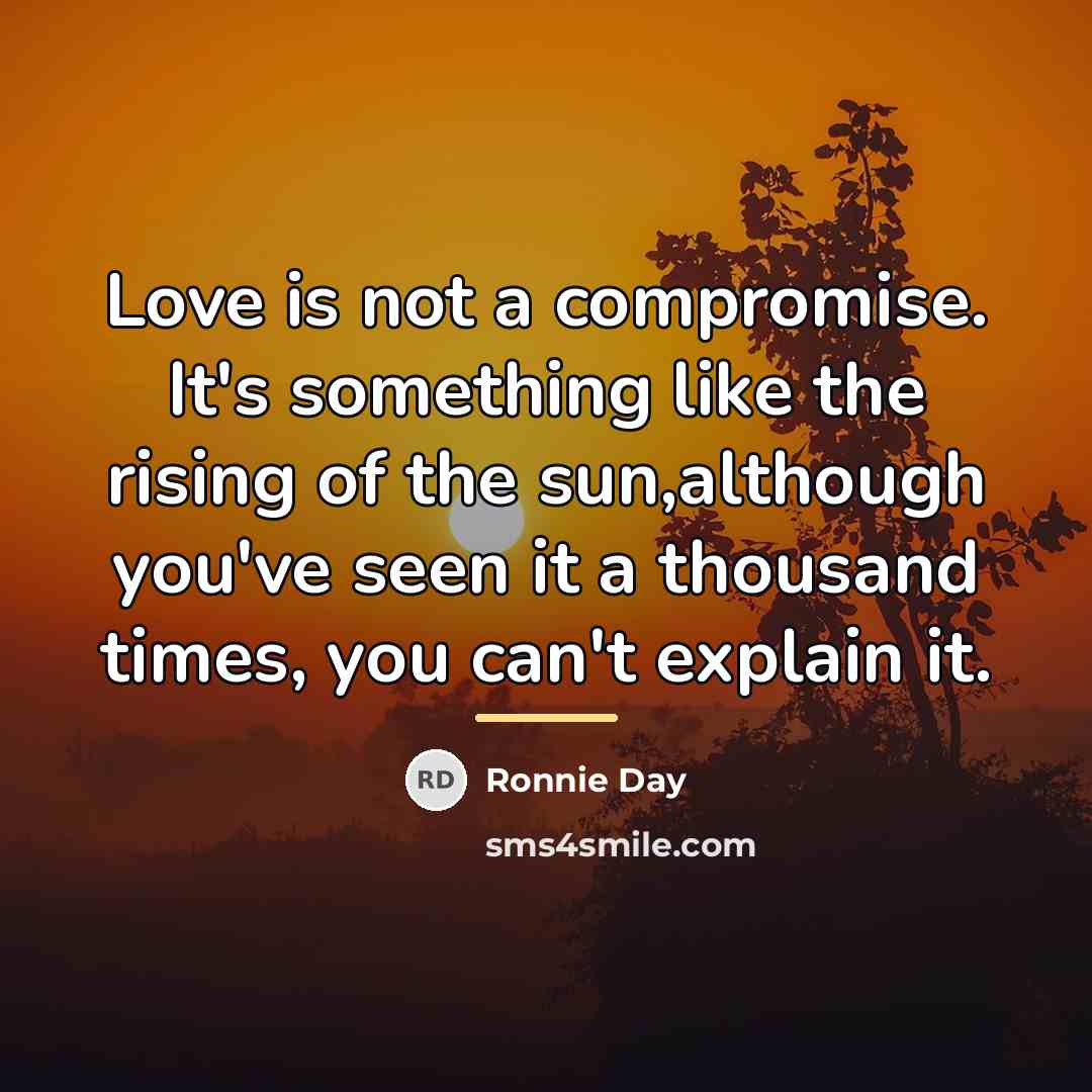 “Love is not a compromise. It's something like the rising…” quote by Ronnie Day