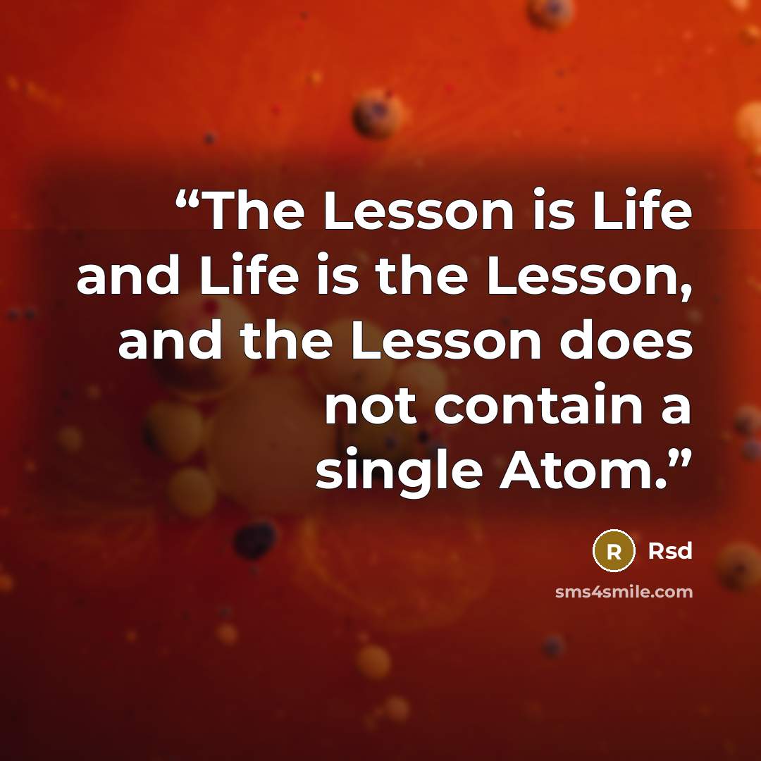 “The Lesson is Life and Life is the Lesson, and the Lesson does not contain a single Atom.” quote by Rsd
