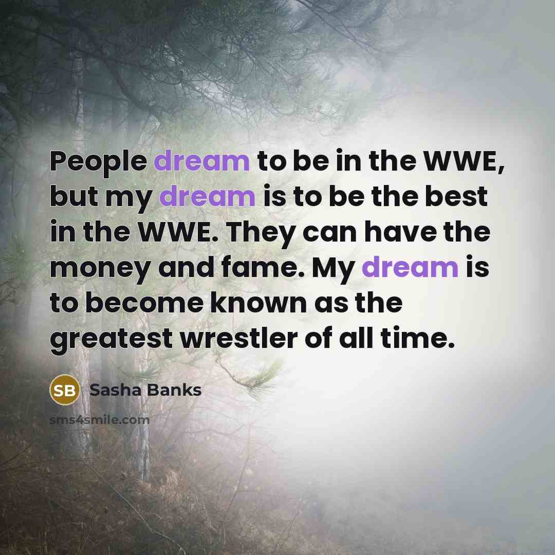 “People dream to be in the WWE, but my dream…” quote by Sasha Banks